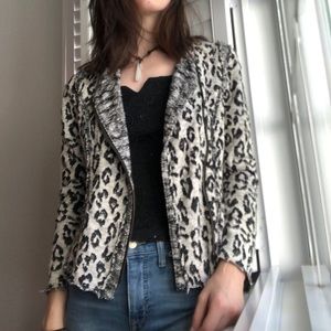 Lucky lotus leopard knit zip up jacket
